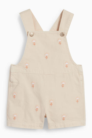 Baby: meisjes - Bloemetje - babyoutfit - broderie Anglaise - 2-delig - licht beige