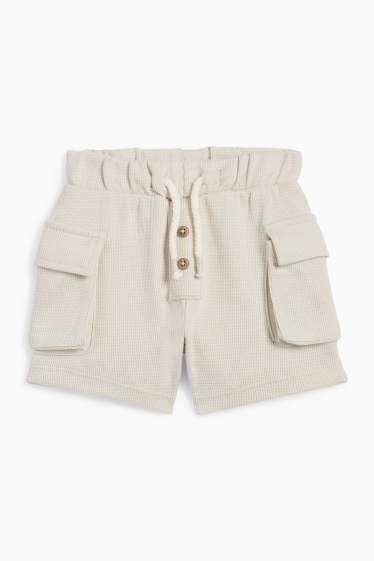 Baby: jongens - Babycargoshort - met structuur - beige