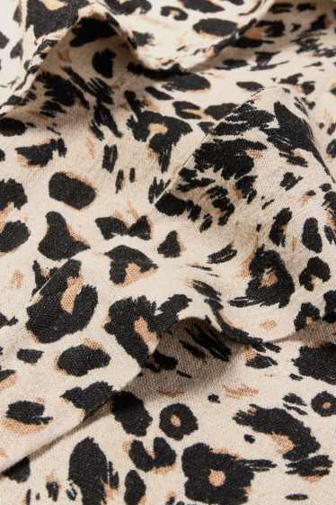 Dames - Skort met linnengehalte - luipaardprint - zwart / beige