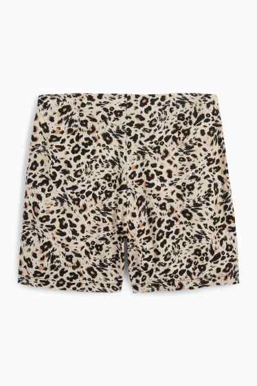 Dames - Skort met linnengehalte - luipaardprint - zwart / beige