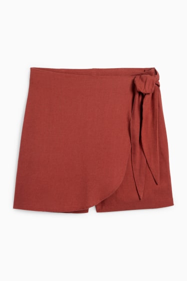 Dames - Skort met linnengehalte - bruin
