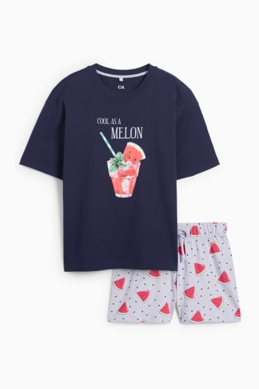 Dames - Shortama - blauw / grijs