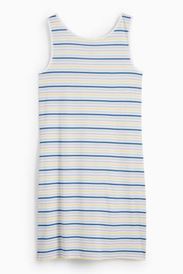 Damen - Nachthemd - gestreift - blau / grau