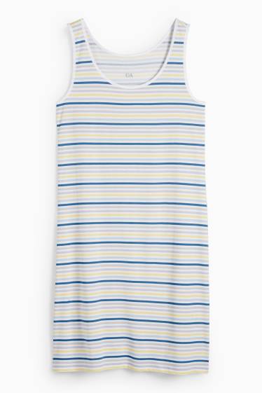 Damen - Nachthemd - gestreift - blau / grau