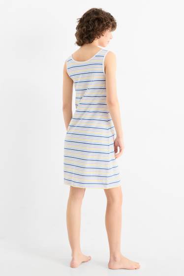 Damen - Nachthemd - gestreift - blau / grau