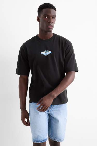 Pánské - Tričko - oversized - Lilo & Stitch - černá