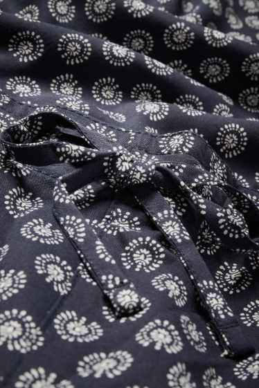 Women - Cloth trousers - high waist - tapered fit - patterned - dark blue