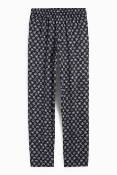 Women - Cloth trousers - high waist - tapered fit - patterned - dark blue