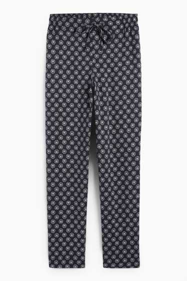 Women - Cloth trousers - high waist - tapered fit - patterned - dark blue