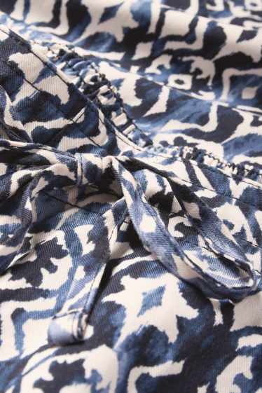 Donna - Pantaloni - vita alta - tapered fit - fantasia - blu scuro