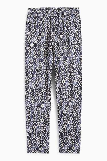 Donna - Pantaloni - vita alta - tapered fit - fantasia - blu scuro