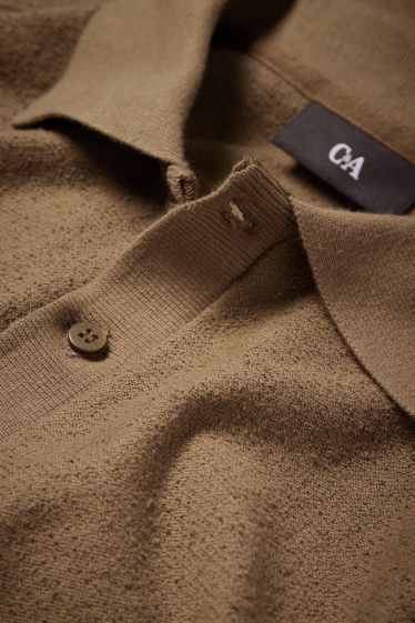 Men - Polo shirt - textured - khaki