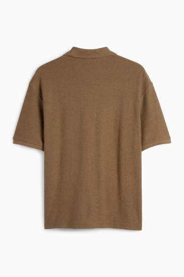 Men - Polo shirt - textured - khaki