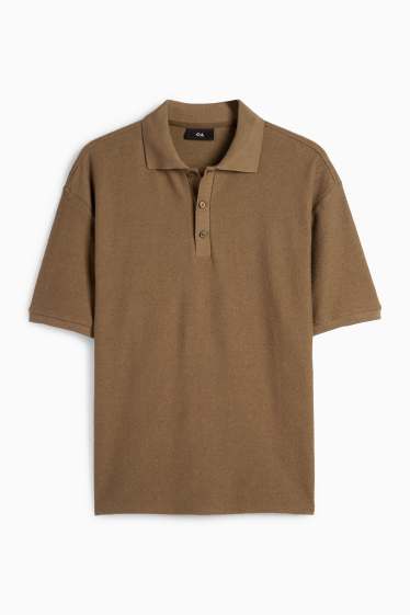 Men - Polo shirt - textured - khaki