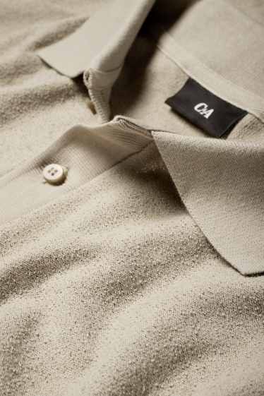Men - Polo shirt - textured - taupe