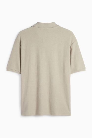 Men - Polo shirt - textured - taupe