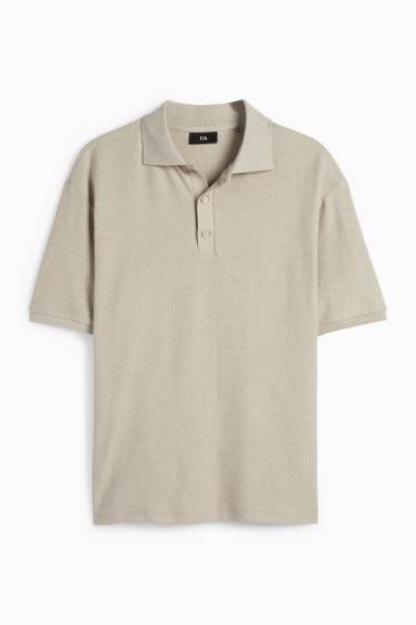 Men - Polo shirt - textured - taupe