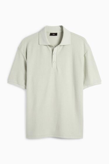Men - Polo shirt - textured - mint green