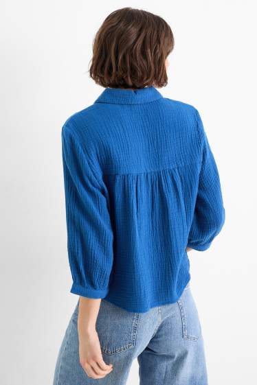Damen - Musselin-Bluse - dunkelblau