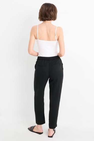 Damen - Stoffhose - High Waist - Tapered Fit - schwarz