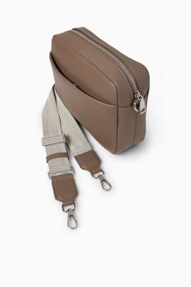 Damen - Umhängetasche mit abnehmbarem Taschengurt - Lederimitat - taupe