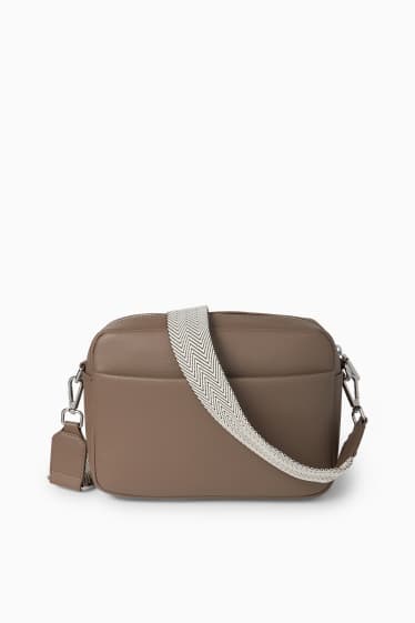 Damen - Umhängetasche mit abnehmbarem Taschengurt - Lederimitat - taupe