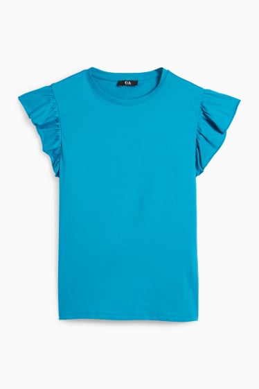 Damen - Basic-T-Shirt - Regular Fit - türkis