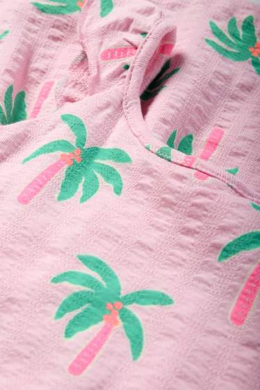 Kinderen: meisjes - Palmboom - jurk - met structuur - roze