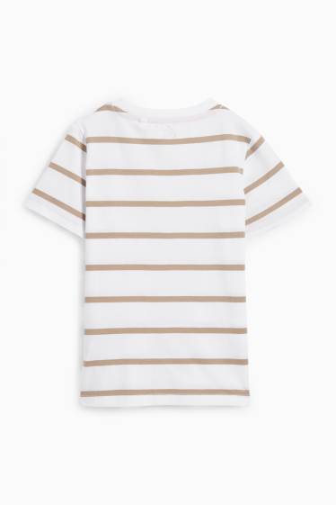 Kinder Jungen - Skater-Krokodil - Kurzarmshirt - gestreift - weiss