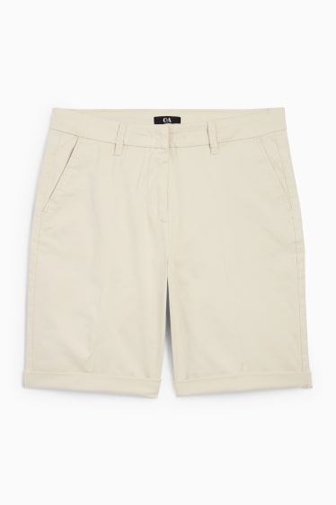 Damen - Bermudas - Mid Waist - hellbeige