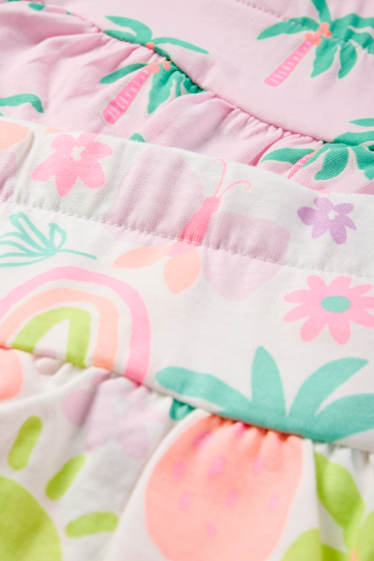 Kinderen: meisjes - Set van 2 - bloem, regenboog en palmboom - rok - roze