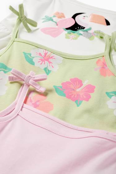 Kinder Mädchen - Multipack 3er - Blume und Tukan - Kleid - pink
