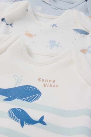 Baby: jongens - Set van 3 - zeedieren - rompertje - lichtblauw