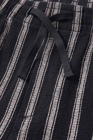 Heren - Shorts - gestreept - met structuur - donkerblauw