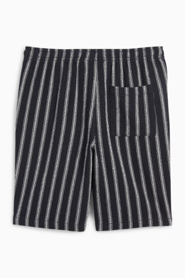Heren - Shorts - gestreept - met structuur - donkerblauw