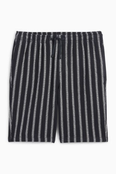 Heren - Shorts - gestreept - met structuur - donkerblauw