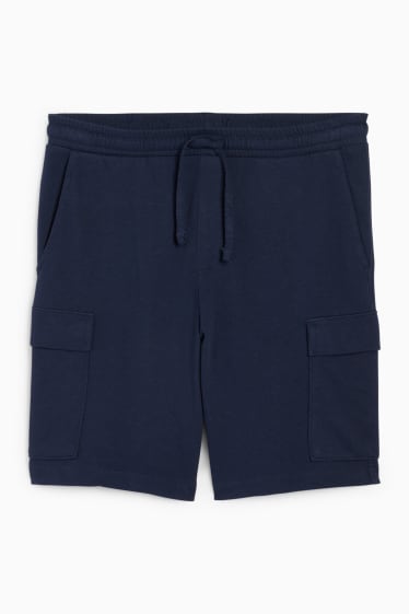 Men - Sweat cargo shorts - dark blue