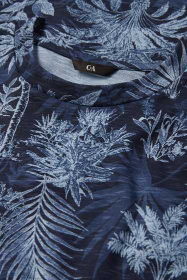 Men - T-shirt - regular fit - patterned - dark blue