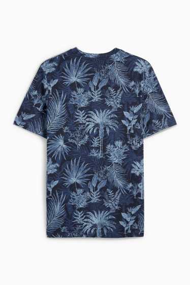 Men - T-shirt - regular fit - patterned - dark blue