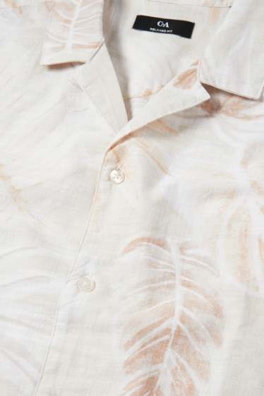 Men - Shirt - regular fit - lapel collar - patterned - cremewhite