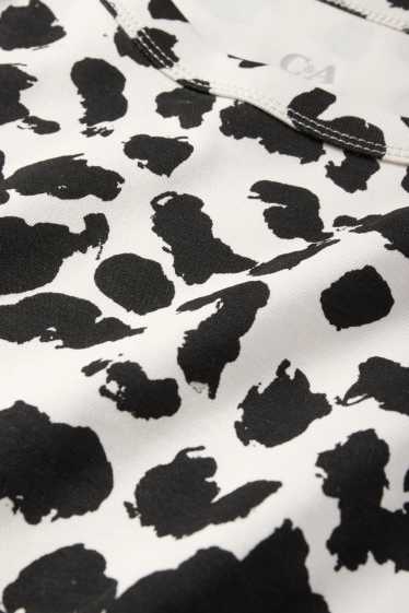 Dámské - Tričko basic - oversized - s leopardím vzorem - černá/béžová