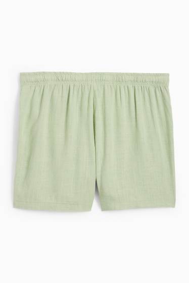 Dámské - Šortky s lněným podílem - mid waist - světle zelená