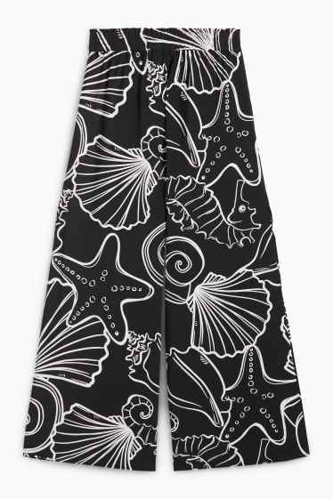 Femmes - Pantalon de toile - mid waist - loose fit - à motif - noir / blanc