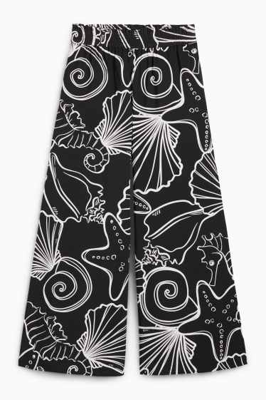 Femmes - Pantalon de toile - mid waist - loose fit - à motif - noir / blanc