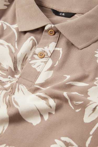 Men - Polo shirt - patterned - white / beige