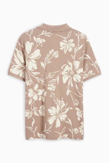 Men - Polo shirt - patterned - white / beige