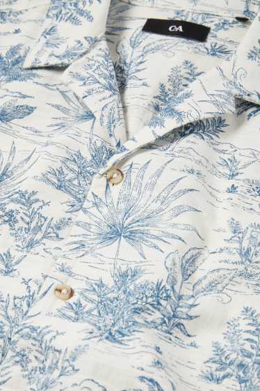 Men - Shirt - regular fit - lapel collar - patterned - white / blue
