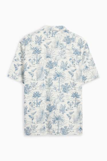 Men - Shirt - regular fit - lapel collar - patterned - white / blue