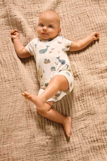 Bébés garçons - Lot de 3 - baleines - pyjamas bébé - bleu clair