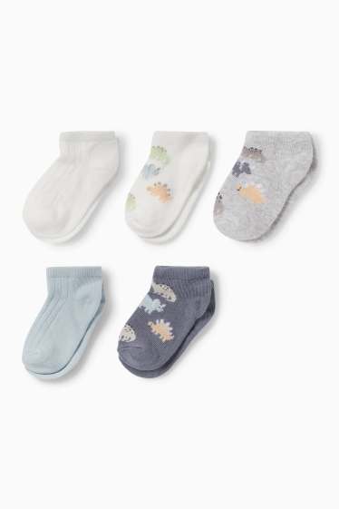 Baby Jungen - Multipack 5er - Dino - Baby-Sneakersocken mit Motiv - weiss